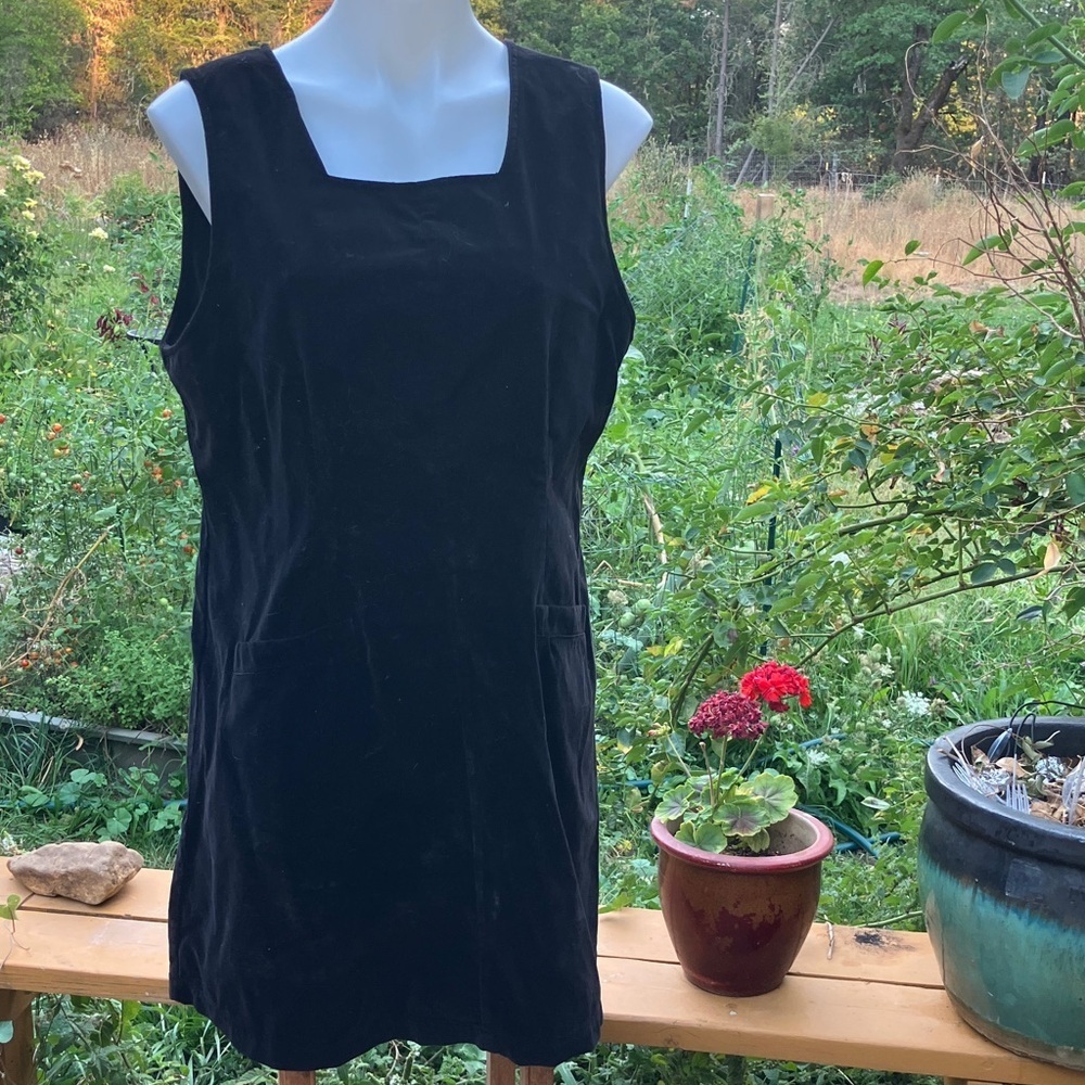 Eddie Bauer Vintage with tag Black Sleeveless velvet jumper Mini Dress Large - Picture 1 of 7